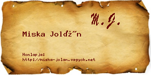 Miska Jolán névjegykártya